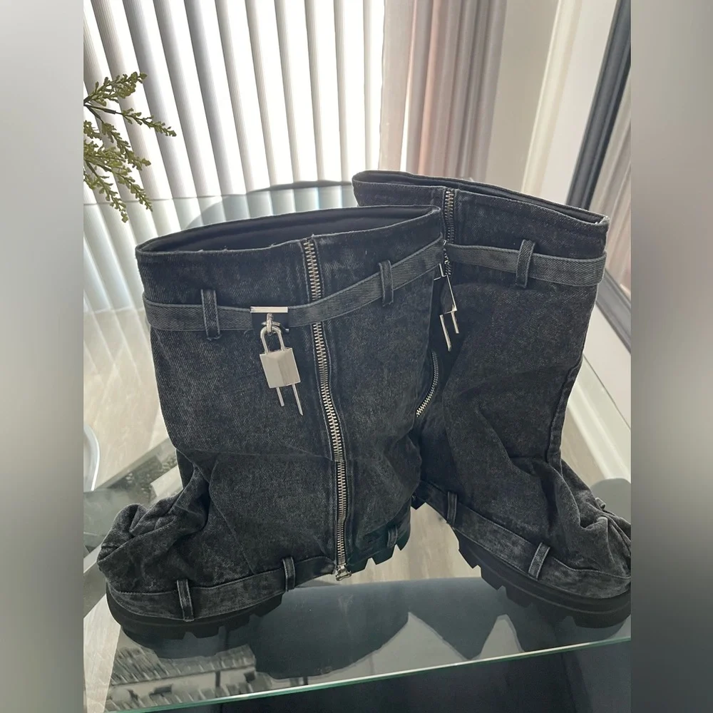 Black denim boots - Picture 4 of 4